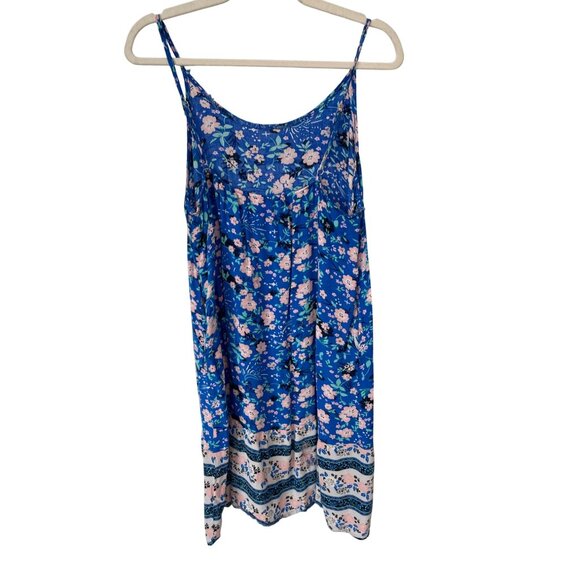 Qearal Sleeveless Floral Printed Sundress Size Large Blue Summer Beach Bohemian - Picture 3 of 8